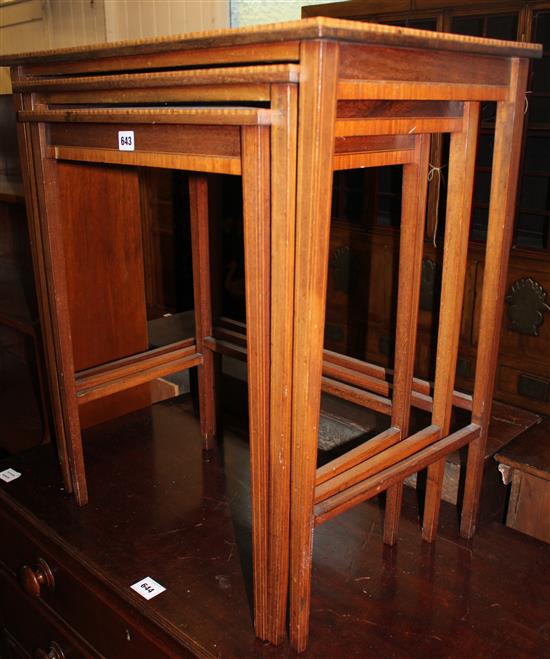 Nest of Edwardian inlaid mahogany tables(-)